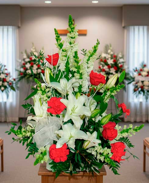 Centro funerario lilium y rosas